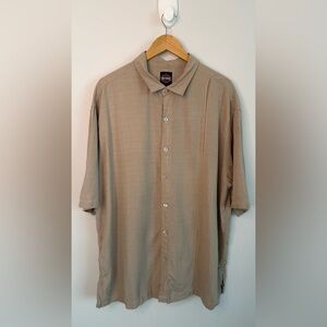 Harley-Davidson Silk Button Up Shirt Tan Beige Embroidered 2XL